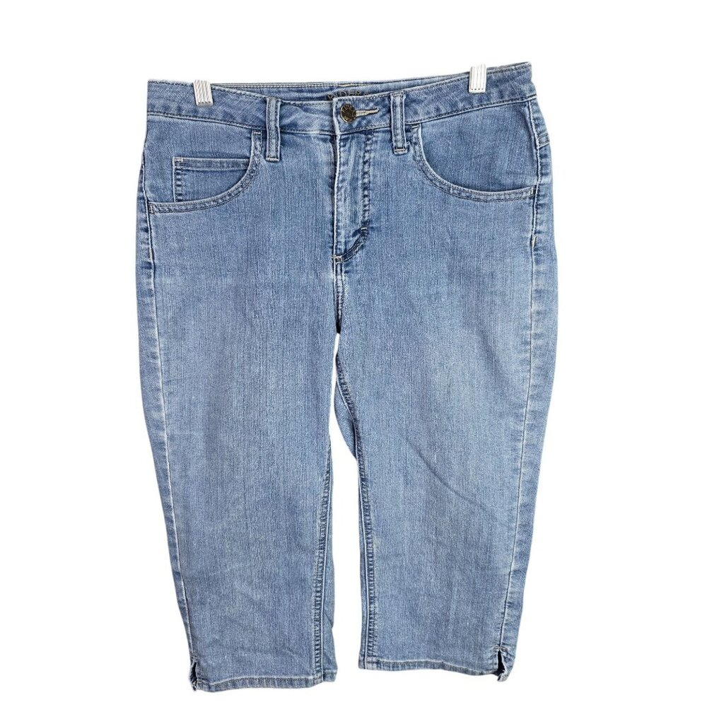 Womens Riders by Lee Blue Denim Capri Jeans Mid Rise Med Wash 18" Inseam Size 10